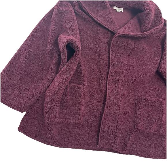 Koolaburra By UGG Sherpa Open Front Cardigan Jacket Womens 3X Maroon Sweater - Picture 3 of 14
